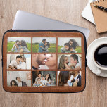 Personalized 9 Photo Collage Modern Brown Leather  Laptop Sleeve<br><div class="desc">Showcase your favorite memories in style with this elegant photo collage design featuring a Brown leather background. The layout displays multiple photos in a clean grid, creating a modern and timeless look that highlights your most special moments together. The rich leather texture adds a sophisticated touch, making it perfect for...</div>