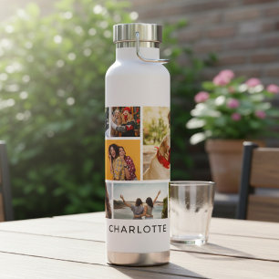 Personalized 9 Photo Collage Name Gift Water Bottle