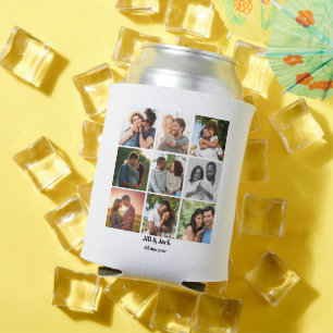 Personalized 9 Photo Collage Template for Couples Can Cooler