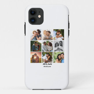 Personalized 9 Photo Collage Template for Couples iPhone 11 Case