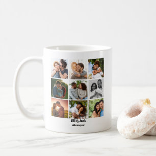 Personalized 9 Photo Collage Template for Couples Coffee Mug