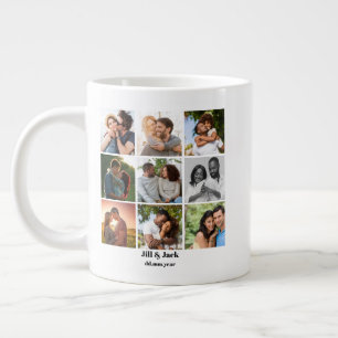 Personalized 9 Photo Collage Template for Couples Large Coffee Mug