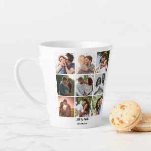 Personalized 9 Photo Collage Template for Couples Latte Mug