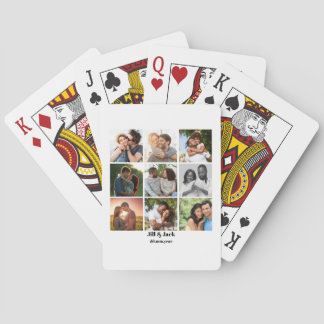Personalized 9 Photo Collage Template for Couples Playing Cards