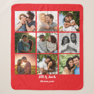 Personalized 9 Photo Collage Template for Couples Sherpa Blanket