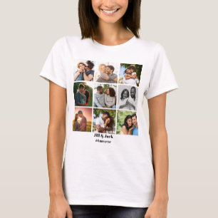 Personalized 9 Photo Collage Template for Couples T-Shirt