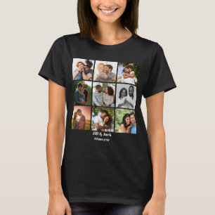 Personalized 9 Photo Collage Template for Couples T-Shirt