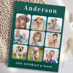 Personalized 9 Photo Collage Trendy Emerald Green Planner<br><div class="desc">Custom photo collage calendar planner. Our fun photo planner has 9 photos to personalize and name. Design is on front and back. Customize with family photos, favourite kids pictures, pet photos, and all your dog photos! COPYRIGHT © 2020 Judy Burrows, Black Dog Art - All Rights Reserved. Personalized 9 Photo...</div>