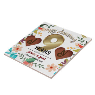 Personalized 9th Anniversary Gift Tile