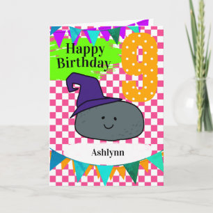 Personalized 9th Birthday Halloween Witch Card