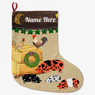 Personalized - A Country Christmas KuneKune Pigs Large Christmas Stocking