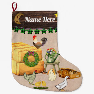 Personalized - A Country Christmas on the farm Large Christmas Stocking