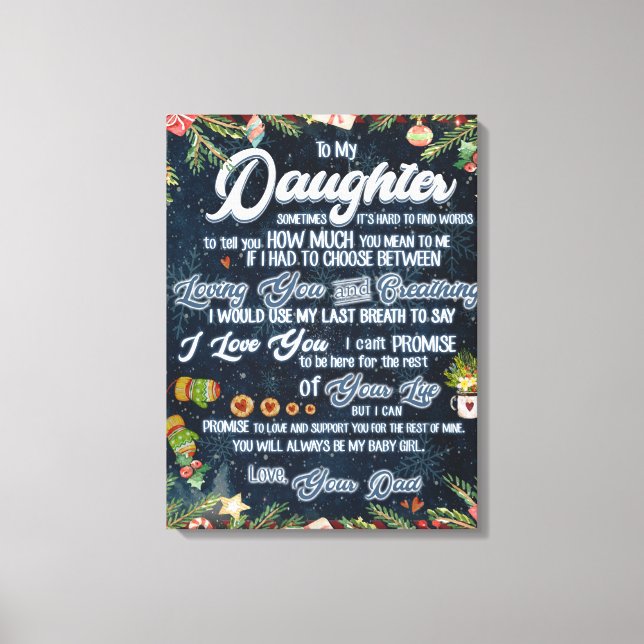 Personalized A Letter To My Daughter From Dad, Canvas Print (Front)