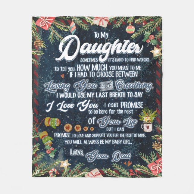 Personalized A Letter To My Daughter From Dad, Fleece Blanket (Front)