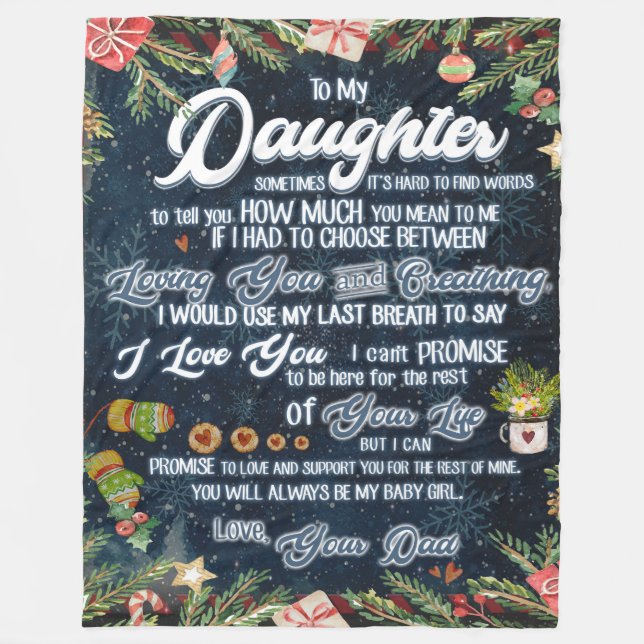 Personalized A Letter To My Daughter From Dad, Fleece Blanket (Front)