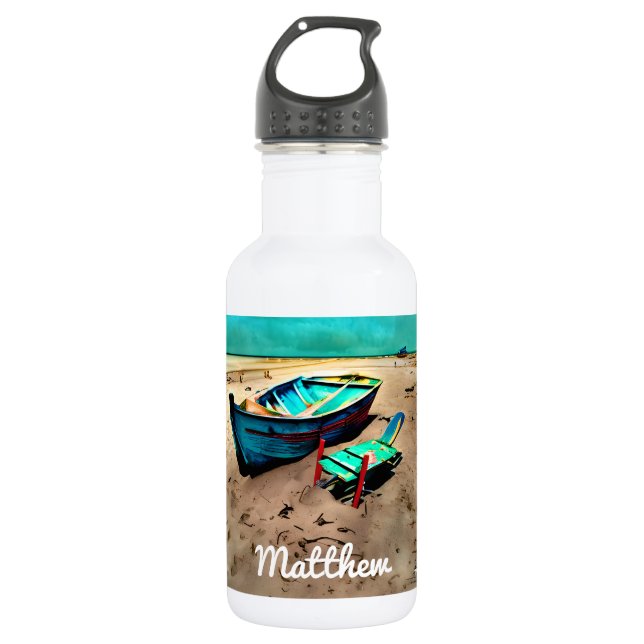 Personalized Abandoned Beach  Lifeguard Chair 532 Ml Water Bottle (Front)