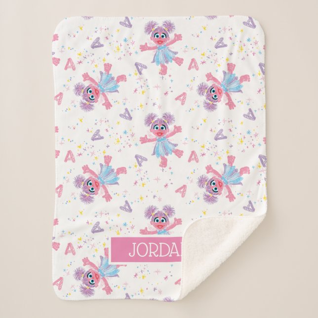 Personalized Abby Cadabby Sparkle Pattern Sherpa Blanket (Front)