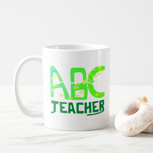 Personalized ABC Teacher Coffee Mug (With Donut)