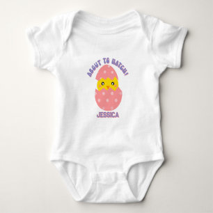 Personalized About To Hatch - Baby Girl Easter Bodysuit