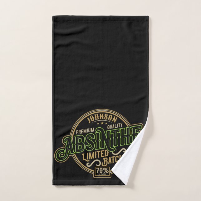 Personalized Absinthe Herbal Spirit Liquor Label Bath Towel Set (Hand Towel)