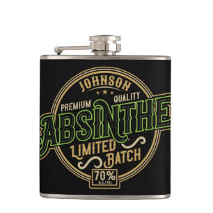 Personalized Absinthe Herbal Spirit Liquor Label Hip Flask