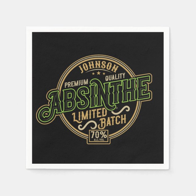 Personalized Absinthe Herbal Spirit Liquor Label Napkin (Front)