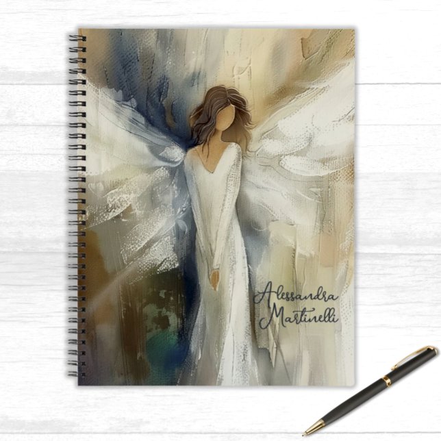 Personalized Abstract Angel Neutral Colours Notebook (Abstract Angel in Neutral Tones Personalized Notebook for Ladies and Girls)