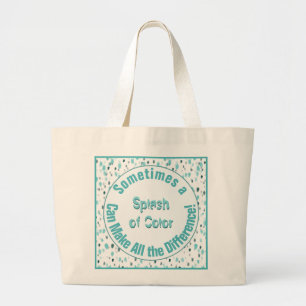Personalized Abstract Art Splash of Colour Quote Large Tote Bag