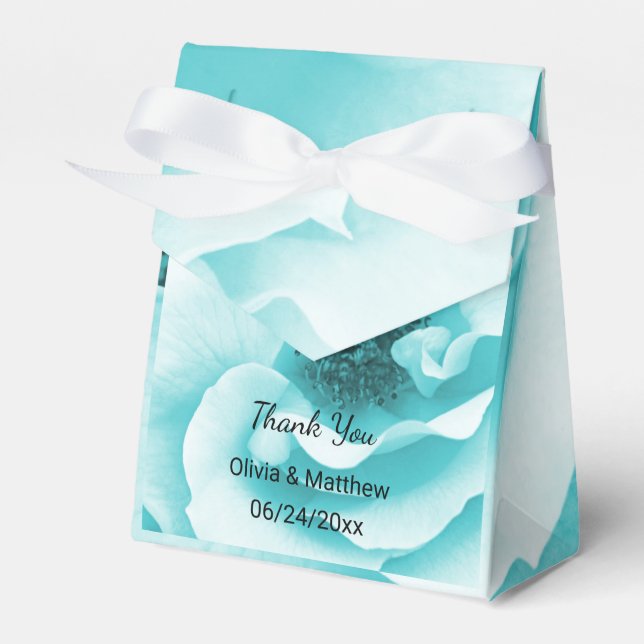 Personalized Abstract Blue & White Florals Favor Box (Front Side)