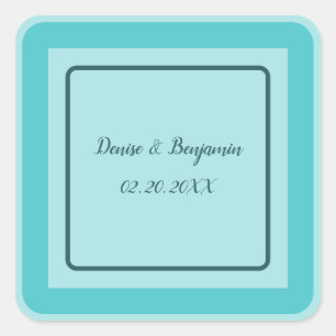 Personalized Abstract Blue & White Square Sticker