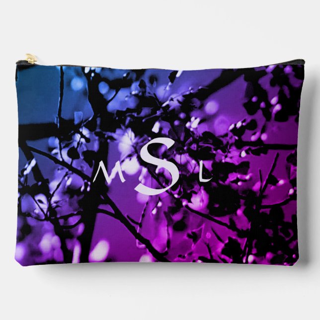 Personalized Abstract Botanical Blue/Purple  Accessory Pouch (Front)