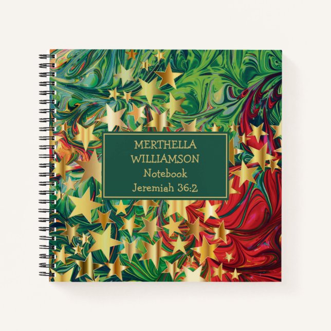 Personalized Abstract CHRISTMAS STARS Notebook (Front)