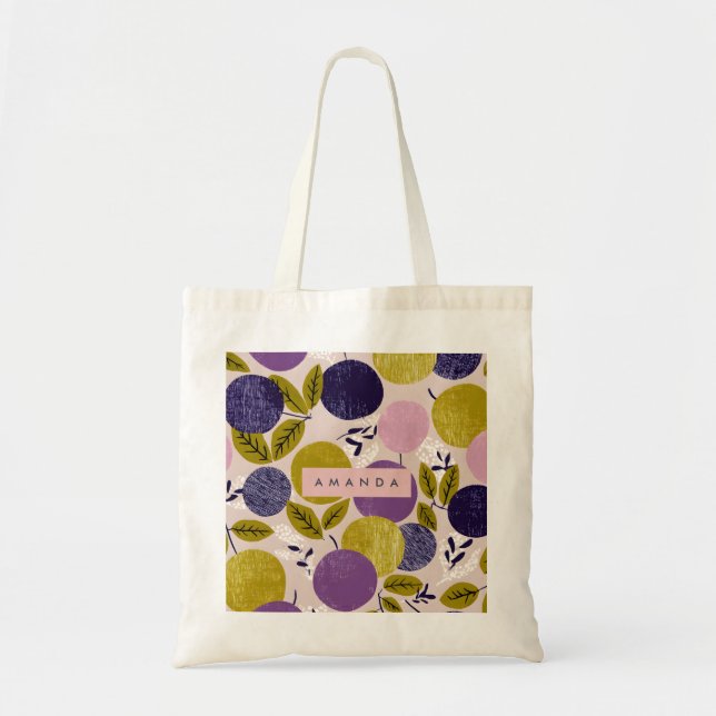 Personalized Abstract Circles in Plum and Olive Tote Bag (Front)