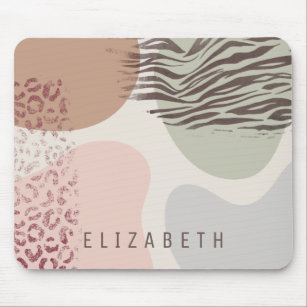 Personalized Abstract Earth Tones Animal Print Mouse Pad