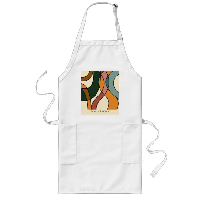 Personalized Abstract Family Kitchen Style Long Apron (Front)