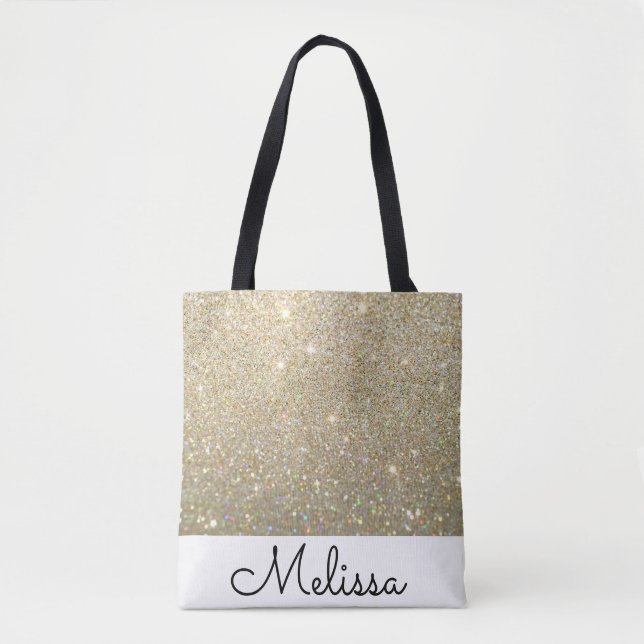 Personalized Abstract Faux Gold Glitter Tote Bag (Front)