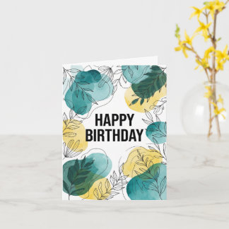Personalized Abstract Floral Birthday Greeting Car Card