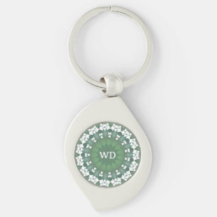 Personalized Abstract Floral Elegant Spring Green Keychain