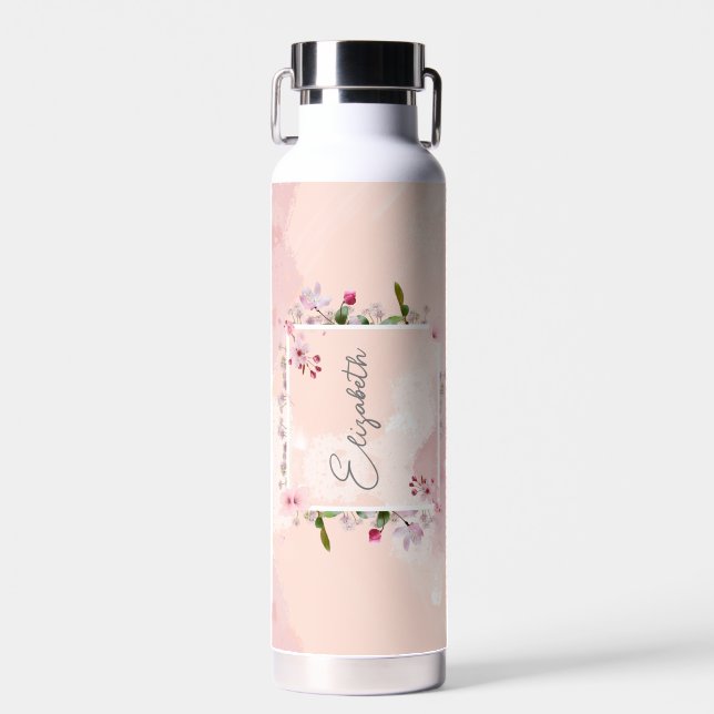 Personalized  Abstract Floral  Water Bottle (Front)
