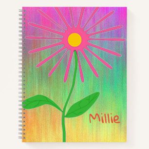 Personalized Abstract Flower Spiral Notebook 