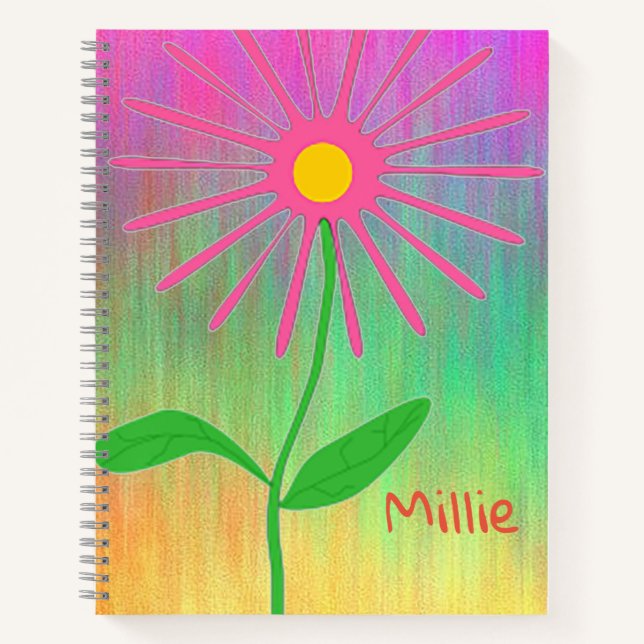 Personalized Abstract Flower Spiral Notebook  (Front)