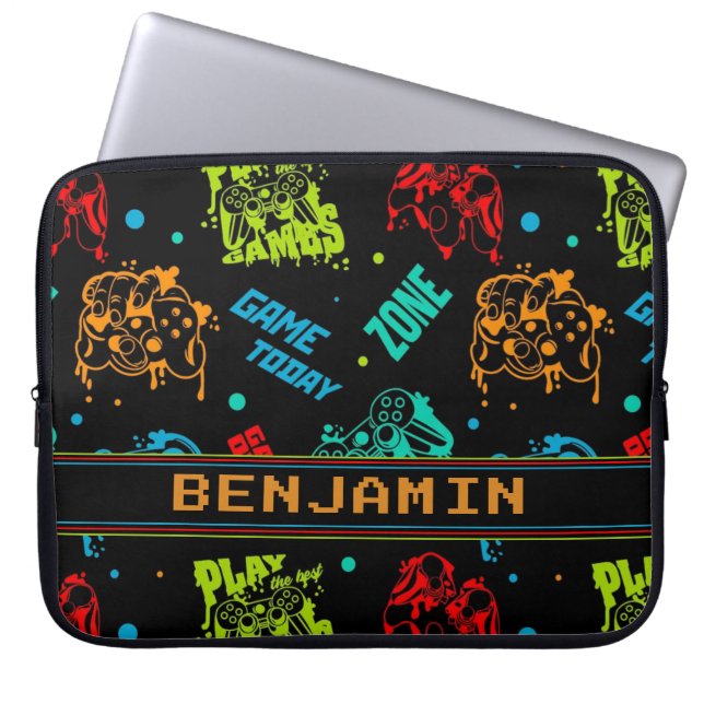 Personalized Abstract Gamers Boy  Laptop Sleeve (Front)