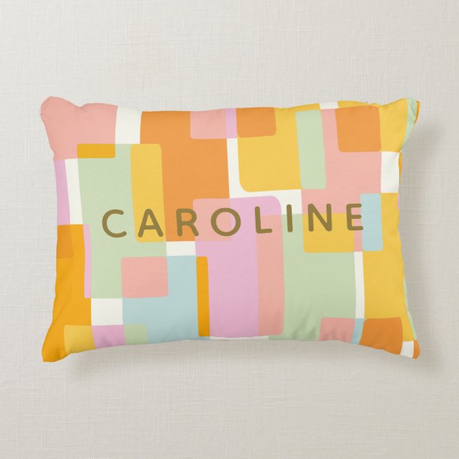 Personalized Abstract Geometric Colour Block Paste Accent Pillow (Front)