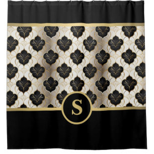 Personalized Abstract Gold & Black Shower Curtain