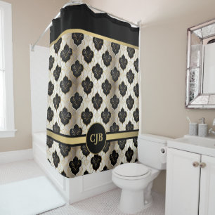 Personalized Abstract Gold & Black Shower Curtain