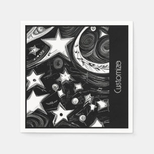 Personalized Abstract Moon And Stars  Napkin