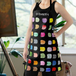 Personalized Abstract Pattern Black Apron<br><div class="desc">This apron is decorated with a colourful watercolor abstract pattern on a black background.  
Easily customizable. 
Because we create our artwork you won’t find this exact design from other designers. 
Original Watercolor © Michele Davies.</div>