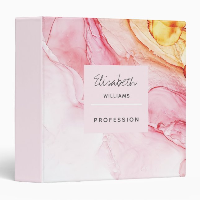 Personalized Abstract Pink Ink Paint Binder (Front/Spine)