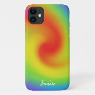Personalized Abstract Rainbow Wave Artwork iPhone 11 Case