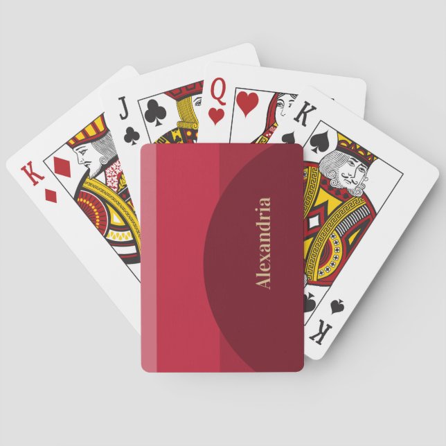 Personalized Abstract Red Stripe Playing Cards (Back)